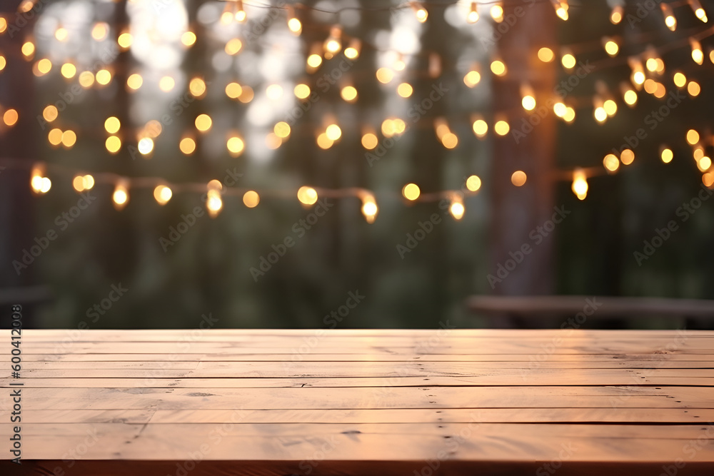 Empty wooden party table. ai Empty wooden party table. ai