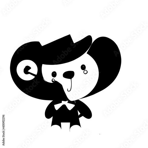 cartoon characters vector design black and white