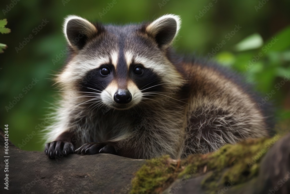 Cute raccoon is outdoors. Beautiful illustration picture. Generative AI Cute raccoon is outdoors. Beautiful illustration picture. Generative AI