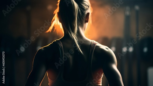 Fitness woman in the gym, Back muscles, Beautiful body, Workout, Generative AI © AIExplosion