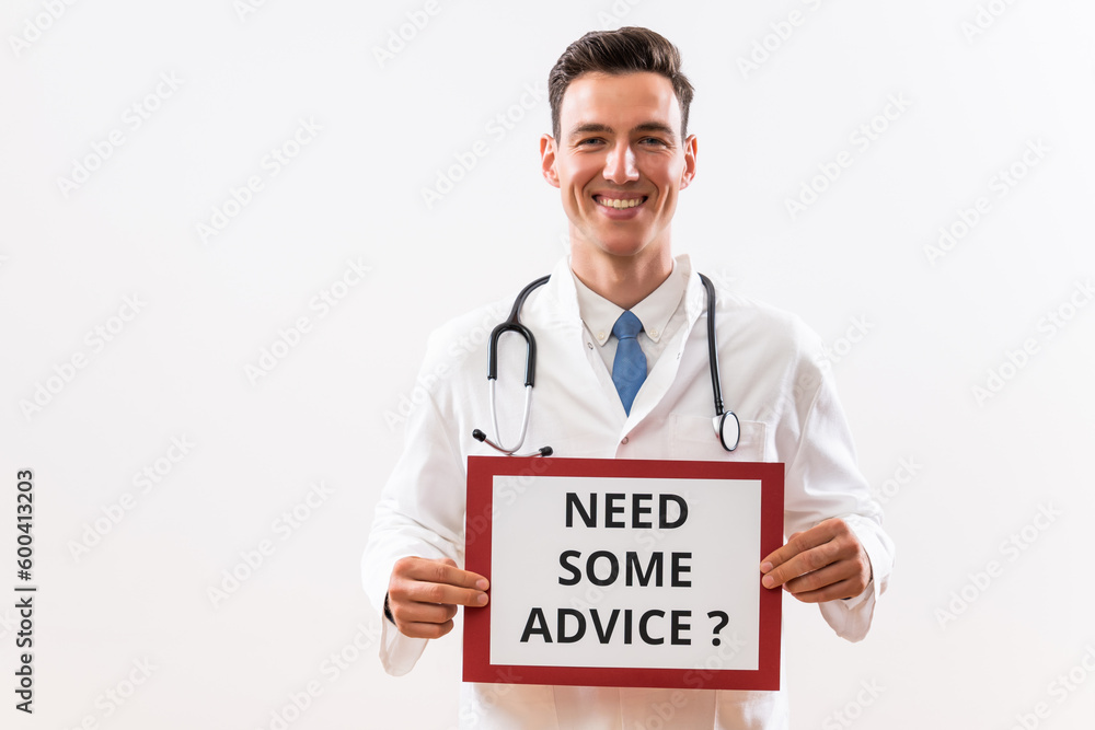 Image of doctor holding paper with question need some advice. Image of doctor holding paper with question need some advice.