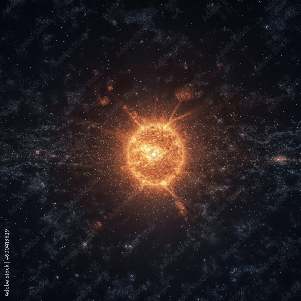 Sun is in the space. Beautiful illustration picture. Generative AI Sun is in the space. Beautiful illustration picture. Generative AI