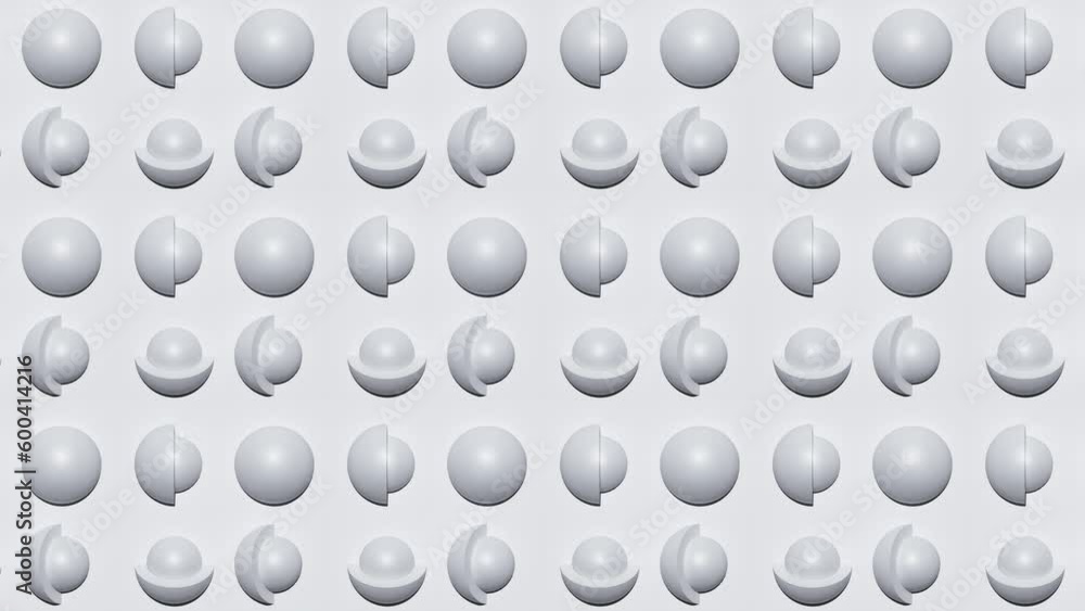3d render looping abstract geometric motion background. Rotating white spheres. Modern animation concept. VJ footage. Clip. Monochrome minimalistic endless footage. Ultra HD 4K 3840x2160 3d render looping abstract geometric motion background. Rotating white spheres. Modern animation concept. VJ footage. Clip. Monochrome minimalistic endless footage. Ultra HD 4K 3840x2160