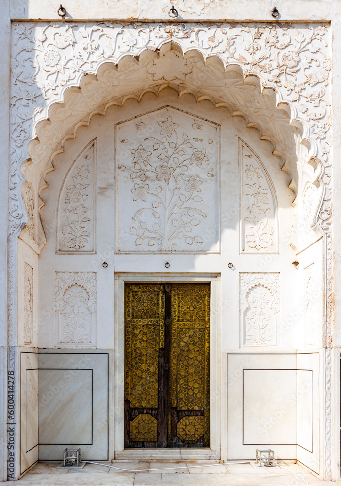 Golden door of the Bibi Ka Maqbara - baby Taj Mahal - in Aurangabad, Maharashtra, India, Asia