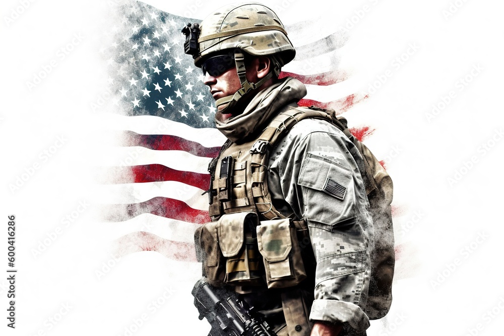 veteran military isolated on white background. AI generated veteran military isolated on white background. AI generated