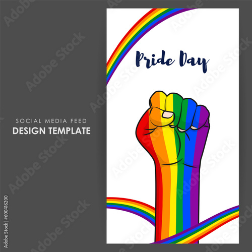 Vector illustration of Happy Pride Month social media story feed mockup template