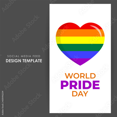 Vector illustration of Happy Pride Month social media story feed mockup template