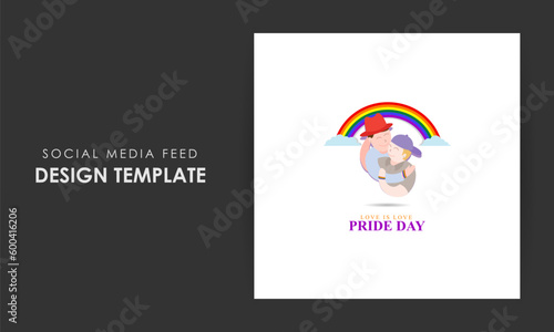 Vector illustration of Happy Pride Month social media story feed mockup template