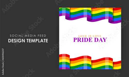 Vector illustration of Happy Pride Month social media story feed mockup template