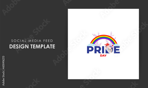 Vector illustration of Happy Pride Month social media story feed mockup template