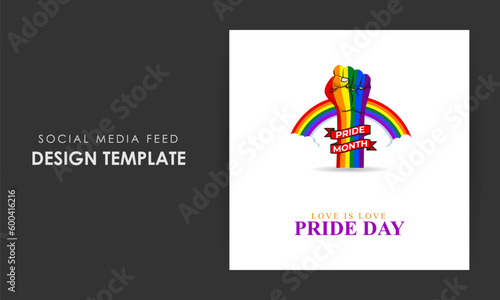 Vector illustration of Happy Pride Month social media story feed mockup template