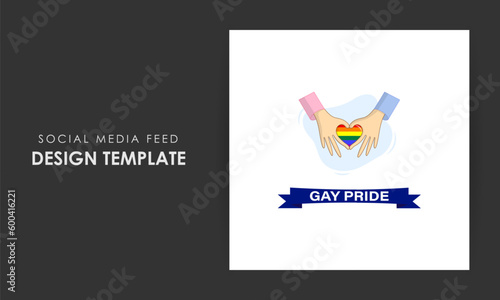 Vector illustration of Happy Pride Month social media story feed mockup template