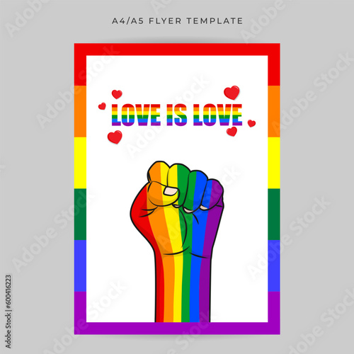 Vector illustration of Happy Pride Month social media story feed mockup a4 template