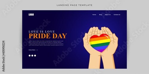 Vector illustration of Happy Pride Month Website landing page banner mockup Template