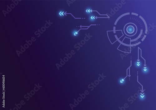 Abstract technological background. Futuristic interface. Vector illustration for your design with blue gradient background.