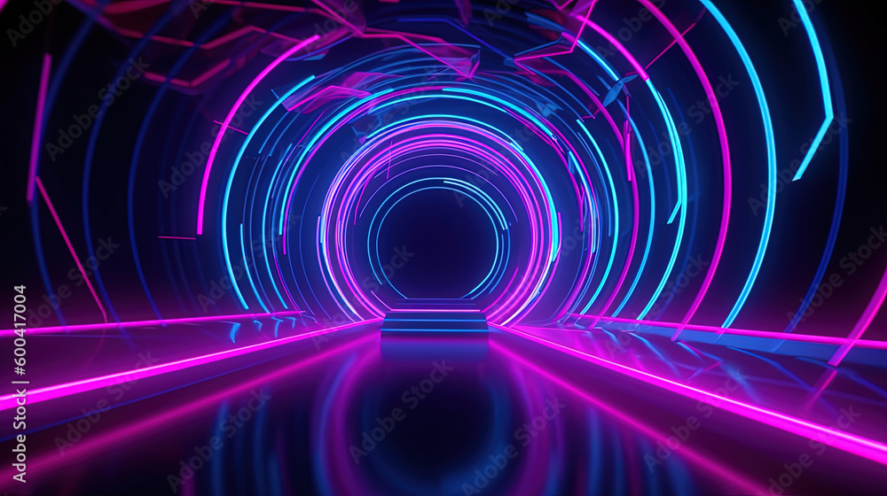 3d illustration, abstract neon background. Futuristic wallpaper. Generative AI. 3d illustration, abstract neon background. Futuristic wallpaper. Generative AI.