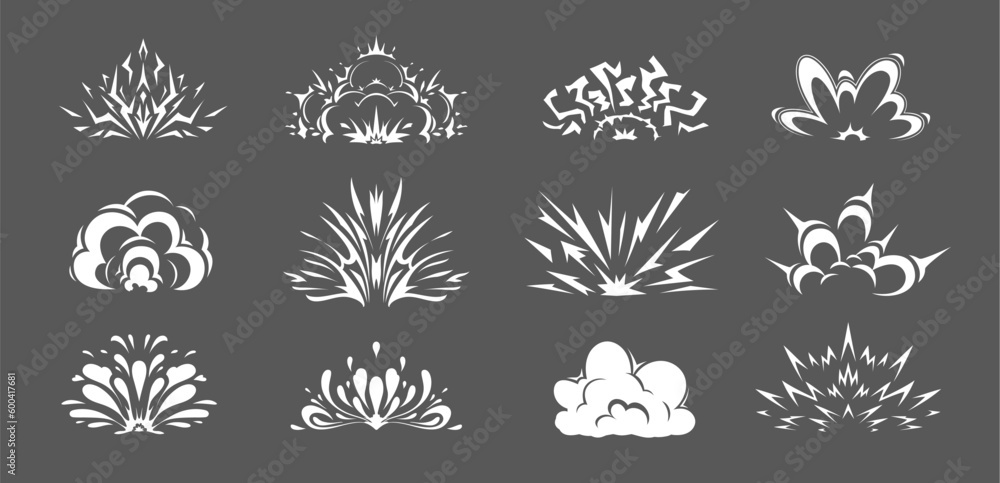 Cartoon bomb explosion, comic clouds and boom blast effects, vector ...