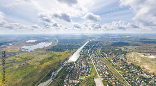 Volgograd, Russia. Krasnoarmeisky district. Volga-Don Canal. Aerial view photo