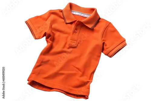 Orange Polo Shirt For Boy. On Isolated Transparent Background, Png. Generative AI