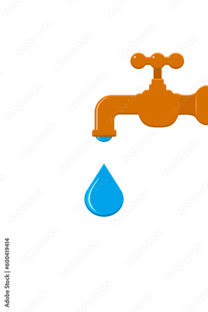 Water tap with falling drop icon symbol. Vector illustration Water tap with falling drop icon symbol. Vector illustration