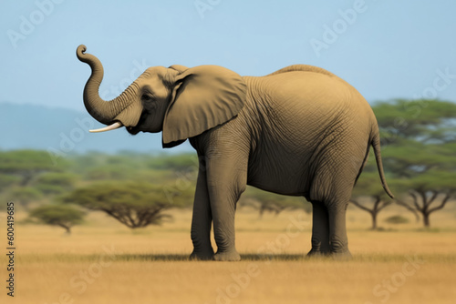 Elephant in the savanna of Africa. Generative Ai