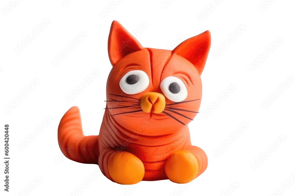 Cat Made Of Plasticine. On An Isolated Transparent Background, Png. Generative AI Cat Made Of Plasticine. On An Isolated Transparent Background, Png. Generative AI