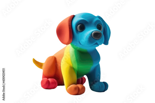 Dog Made Of Plasticine. On An Isolated Transparent Background, Png. Generative AI