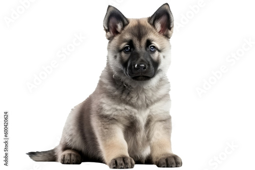 Norwegian Elkhound Dog Puppy. On An Isolated Transparent Background, Png. Generative AI photo
