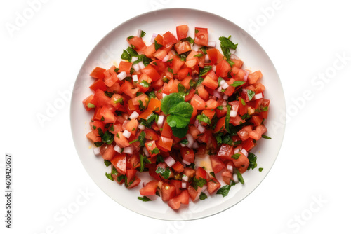Pico De Gallo On A White Plate. On An Isolated Transparent Background, Png. Generative AI