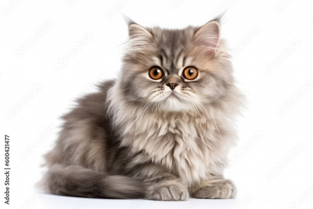 Persian Kitten On White Background, Full Body. Generative AI