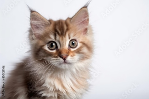 Oriental Longhair Kitten On White Background. Generative AI