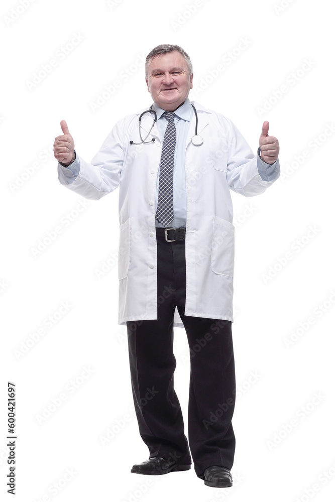 competent doctor in a white coat. isolated on a white