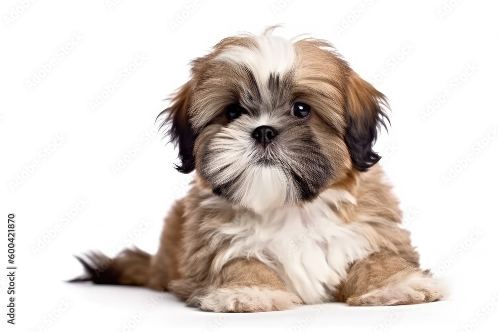Shih Tzu Dog Puppy On White Background. Generative AI Shih Tzu Dog Puppy On White Background. Generative AI