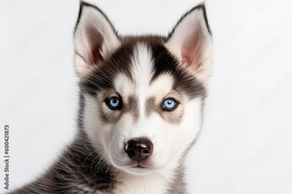 Siberian Husky Dog Puppy On White Background. Generative AI Siberian Husky Dog Puppy On White Background. Generative AI