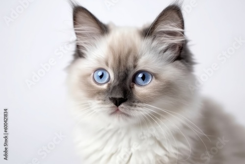 Ragdoll Kitten On White Background. Generative AI