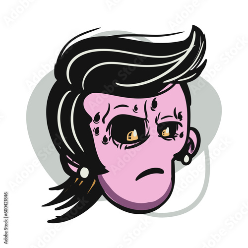 face zombie cartoon illustration for logo, emoticon, esport mascot. vector for t-shirt and sticker design.