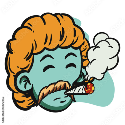 face zombie cartoon illustration for logo, emoticon, esport mascot. vector for t-shirt and sticker design.