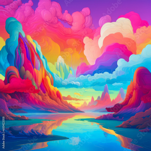 Abstract colourful landscape. AI generated © misu