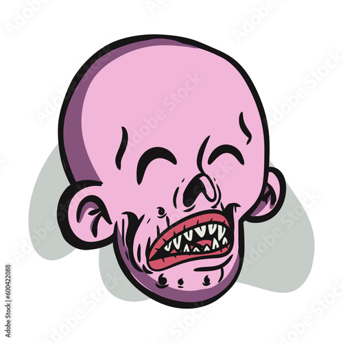 face zombie cartoon illustration for logo, emoticon, esport mascot. vector for t-shirt and sticker design.