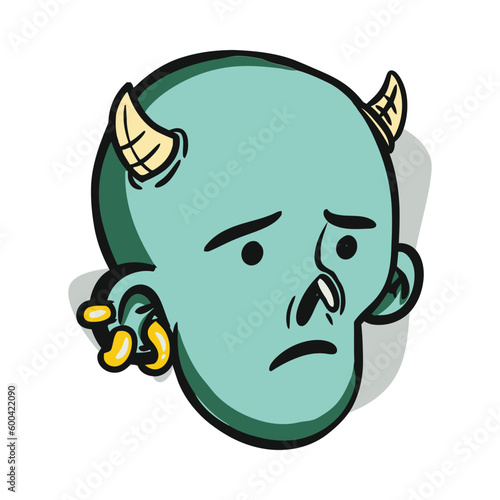 face zombie cartoon illustration for logo, emoticon, esport mascot. vector for t-shirt and sticker design.