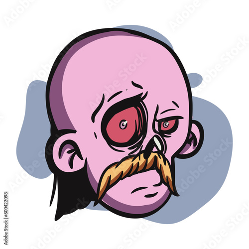 face zombie cartoon illustration for logo, emoticon, esport mascot. vector for t-shirt and sticker design.