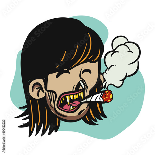 face zombie cartoon illustration for logo, emoticon, esport mascot. vector for t-shirt and sticker design.