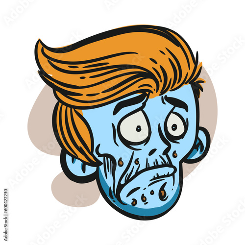 face zombie cartoon illustration for logo, emoticon, esport mascot. vector for t-shirt and sticker design.