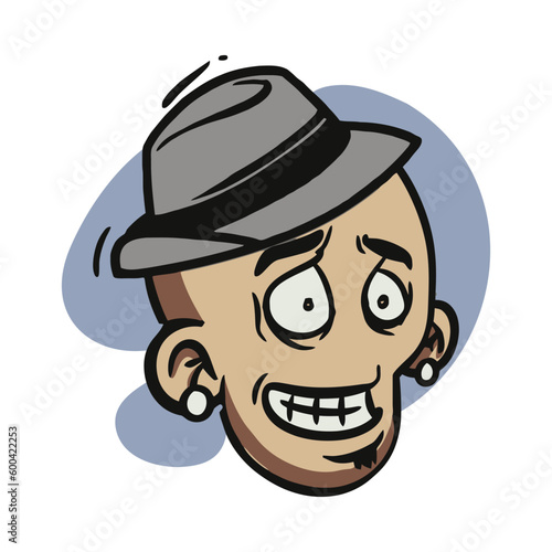 face zombie cartoon illustration for logo, emoticon, esport mascot. vector for t-shirt and sticker design.