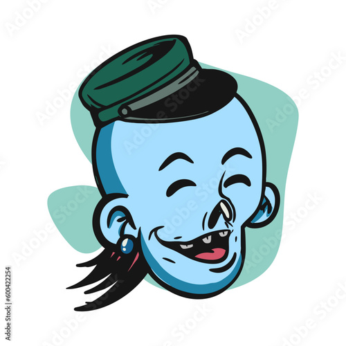 face zombie cartoon illustration for logo, emoticon, esport mascot. vector for t-shirt and sticker design.