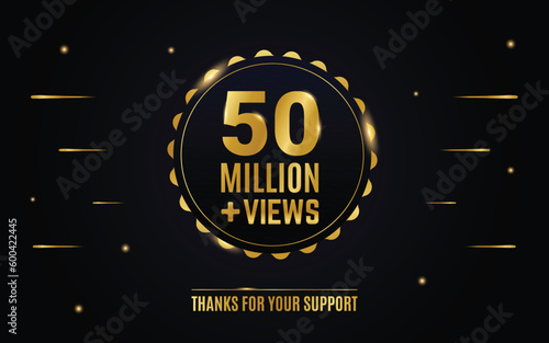 50 million or 50m views round golden label design