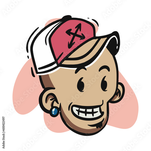 face zombie cartoon illustration for logo, emoticon, esport mascot. vector for t-shirt and sticker design.