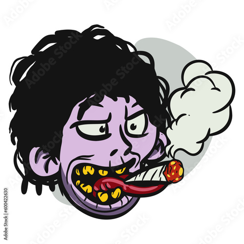 face zombie cartoon illustration for logo, emoticon, esport mascot. vector for t-shirt and sticker design.