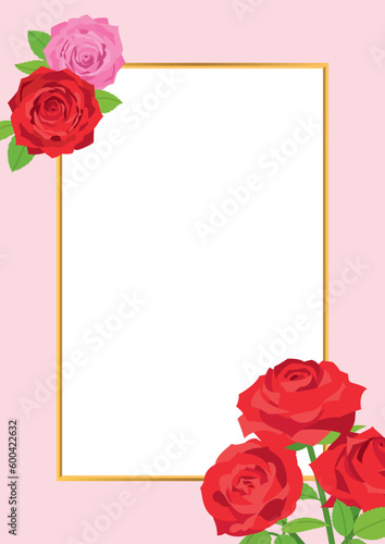 赤い薔薇のデザインフレーム 背景素材