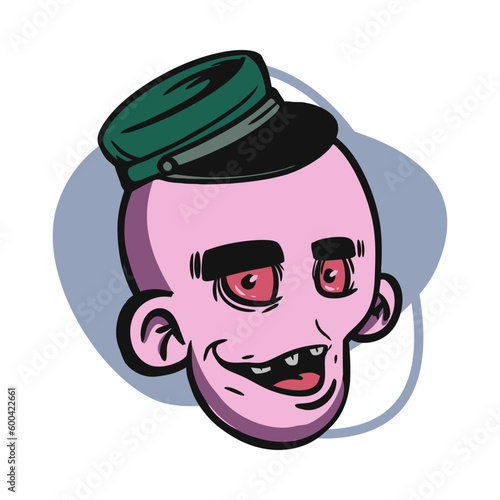 face zombie cartoon illustration for logo, emoticon, esport mascot. vector for t-shirt and sticker design.